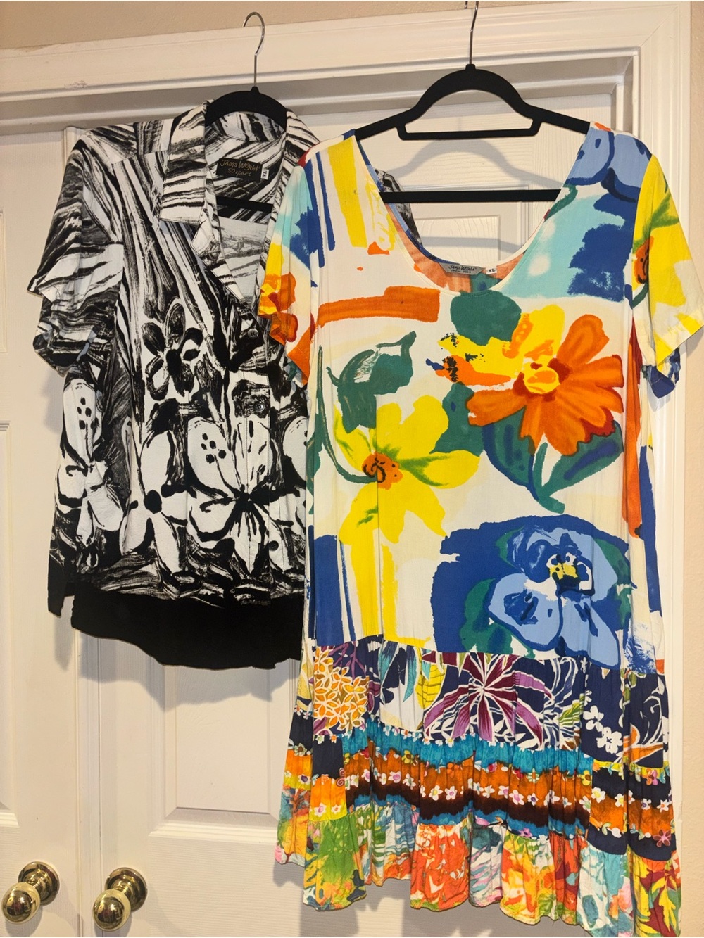 Jams World XL Vibrant Floral Multicolor Tunic Dress + Shirt lightweight summer